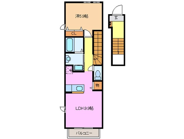 伊勢中川駅 徒歩10分 2階の物件間取画像